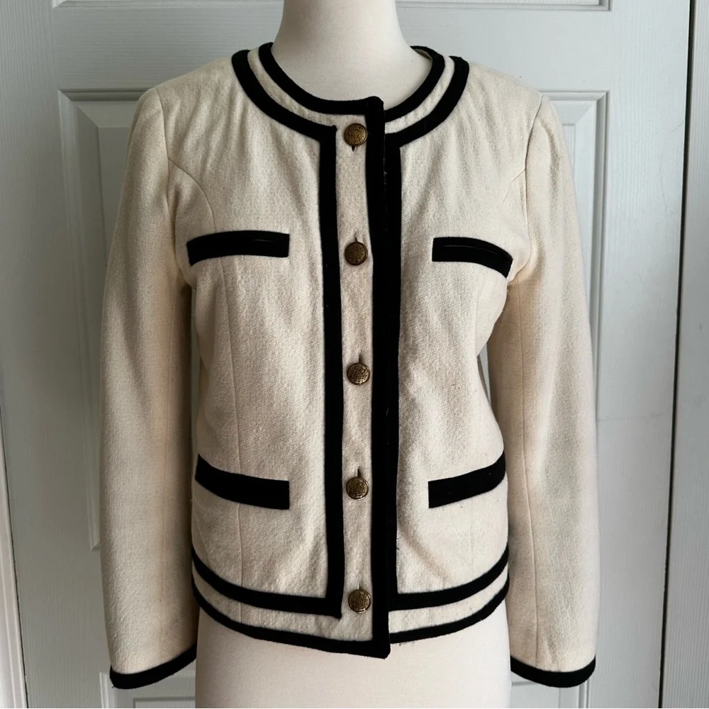J. Crew Cream and Black Trim Blazer